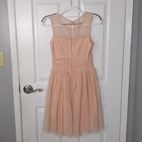 Blush Pink Girly Sheer Sweetheart Neckline Nylon Mini Dress Size Small - Picture 3 of 5